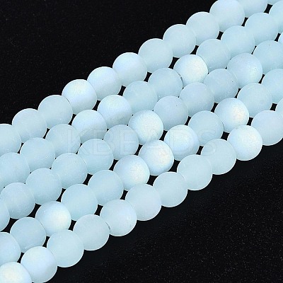 Frosted Imitation Jade Glass Beads Strands GLAA-T032-J4mm-MBB04-1