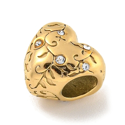 304 Stainless Steel Rhinestone European Beads STAS-U005-07G-1