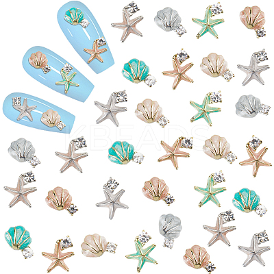 32Pcs 8 Styles Alloy Enamel Cabochons DIY-CP0011-23-1