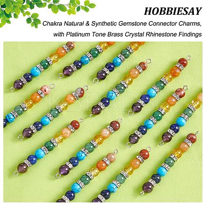 20Pcs Chakra Natural & Synthetic Gemstone Connector Charms FIND-HY0001-32-1
