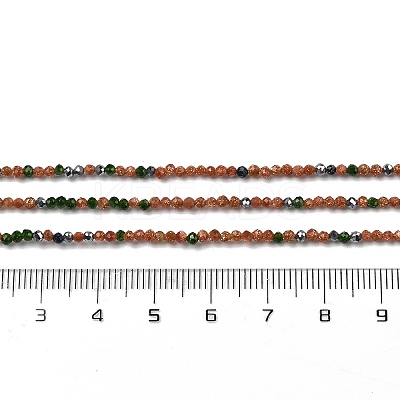 Synthetic Goldstone & Green Goldstone & Blue Goldstone Beads Strands G-RM250104-D5-1