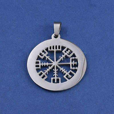 201 Stainless Steel Norse Viking Compass Amulet Pendants STAS-WH0029-32B-1-1