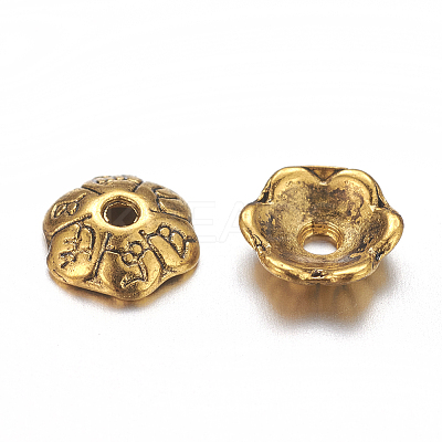 6-Petal Tibetan Style Alloy Flower Bead Caps LS-TIBEB-P002-03AG-NR-1