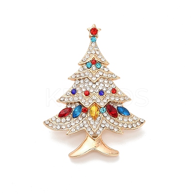 Christmas Tree Alloy Rhinestone Lapel Pins for Clothes LS-JEWB-H033-08A-KCG-1