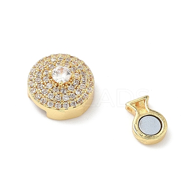 Brass Micro Pave Clear Cubic Zirconia Magnetic Clasps KK-Z139-01G-03-1