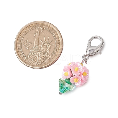 Resin & Glass Beaded Pendant Decorations HJEW-MZ00168-05-1