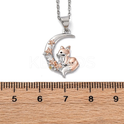 Brass Moon Fox Pendant Cable Chain Necklaces for Women LS-NJEW-C067-02P-1