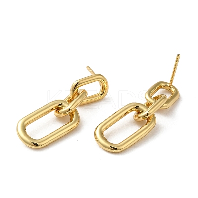 Rack Plating Brass Hollow Oval Dangle Stud Earrings for Women LS-EJEW-Z019-13G-1