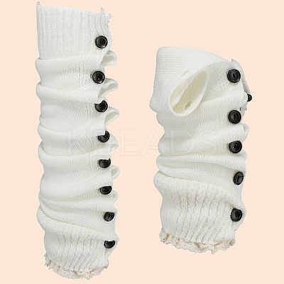 Acrylic Fiber Knit Socks with Button AJEW-WH20080-20A-1