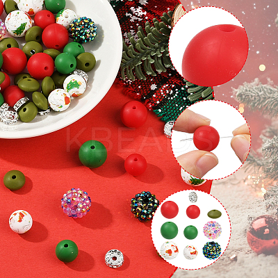64Pcs Round & Rondelle Food Grade Eco-Friendly Silicone Beads SIL-SP0001-19G-1