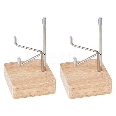 Square Wooden Crystal Rock Display Easels with Iron Holder ODIS-WH0038-28B-P-1