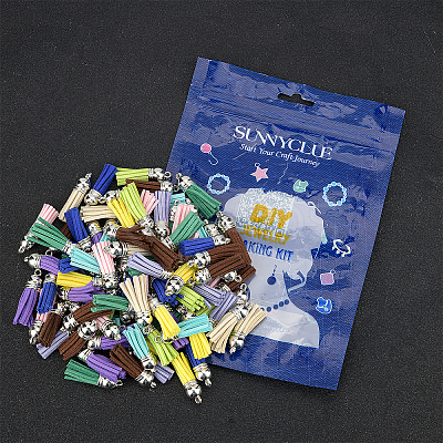 100Pcs 10 Colors Faux Suede Tassel Pendant Decorations FIND-SC0002-28-1