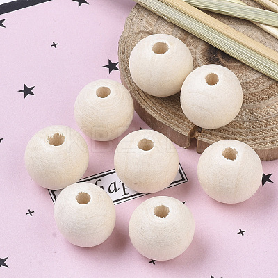 Natural Unfinished Wood Beads WOOD-S651-A16mm-LF-1