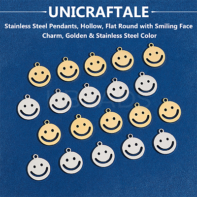 20Pcs 2 Colors 304 Stainless Steel Pendants STAS-UN0053-70B-1