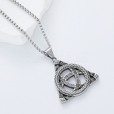Vintage Viking Trinity Knot 304 Stainless Steel Pendant Box Chain Necklaces for Men KA7210-1