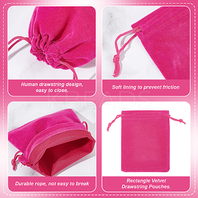 30Pcs Rectangle Velvet Drawstring Pouches TP-NB0001-61A-1