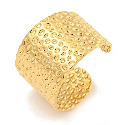 Ion Plating(IP) 304 Stainless Steel Textured Open Cuff Ring RJEW-A043-10G-1