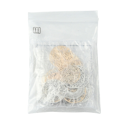 20Pcs 10 Styles Rack Plating Brass Hollow Out Connector Charms KKC-FS0001-02-1
