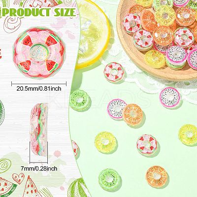 40Pcs 5 Colors Fruit Transparent Resin Cabochons CRES-CJ0001-85-1