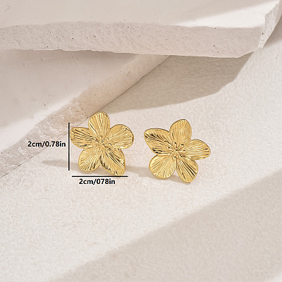 Stylish 201 Stainless Steel Striped Flower Stud Earrings LS-CN5900-1-1