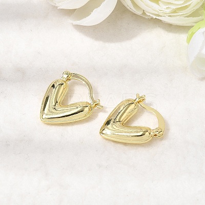 Heart Brass Hoop Earrings EJEW-P333-04G-1