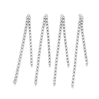 Brass Rhinestone Cup Chains Tassel Big Pendants X-KK-R129-08P-1