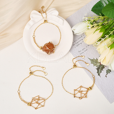 5Pcs Adjustable Braided Brass Macrame Pouch Cable Chain Slider Bracelet Making BJEW-BBC0001-17A-1