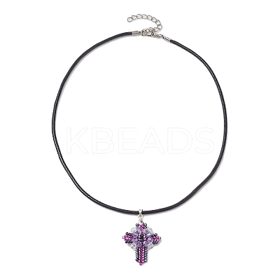 Transparent Electroplate Glass Pendant Necklaces NJEW-MZ00040-05-1