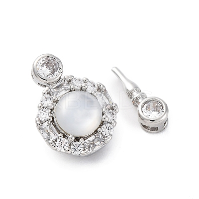 Brass Micro Pave Clear Cubic Zirconia Box Clasps KK-P291-28P-1