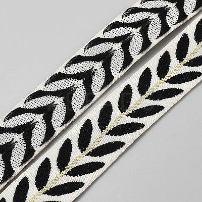 Ethnic Style Floral Pattern Embroidery Polyester Ribbons OCOR-WH0104-25C-1