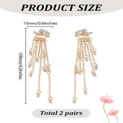 2 Pairs Star Alloy Rhinestone Dangle Stud Earrings for Women EJEW-LP0001-77G-1