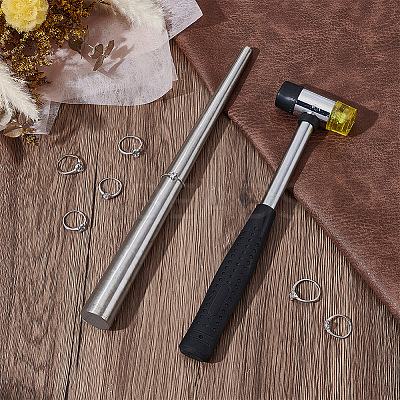 Jewelry Making Tool Sets of Steel Ring Mandrel Bend Stick and Double Face Rubber Steel Handle Hammer TOOL-PH0002-03-1
