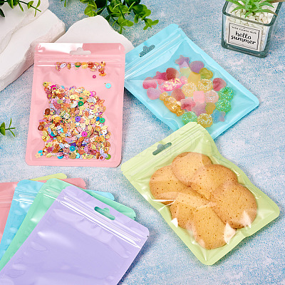 25Pcs 5 Colors Rectangle Plastic Yin-Yang Resealable Packaging Bags ABAG-TA0001-27B-1