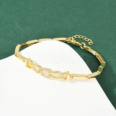 Brass Micro Pave Clear Cubic Zirconia Link Bracelets for Women BJEW-F504-05G-1
