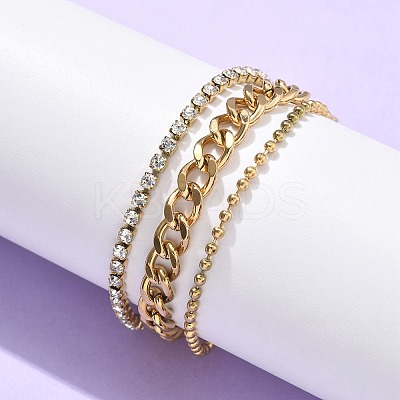 304 Stainless Steel Multi-strand Bracelets BJEW-C103-01G-1