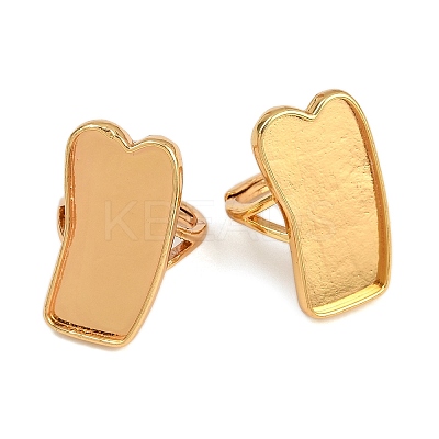 Rectangle Brass Adjustable Ring Components KK-Z122-18G-1
