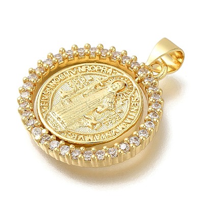 Rack Plating Brass with Cubic Zirconia Pendants KK-Z086-33G-04-1