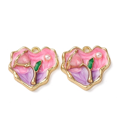 Alloy Enamel Flower Pendants ENAM-B028-41KCG-02-1