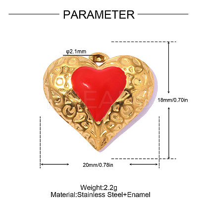 304 Stainless Steel Enamel Pendants STAS-OY019-57G-1-1