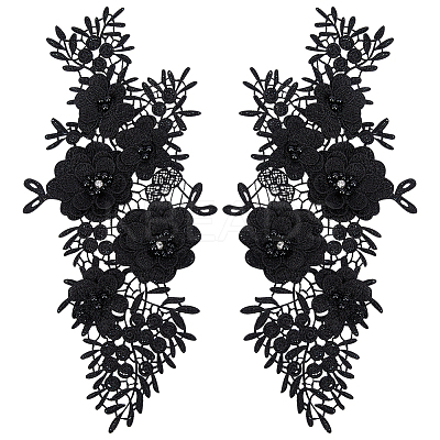 Flower Pattern Polyester Embroidered Lace Appliques DIY-WH0308-455C-1