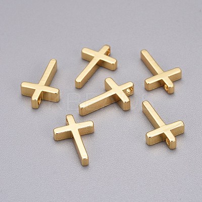 Brass Tiny Cross Charms X-KK-L189-05G-1