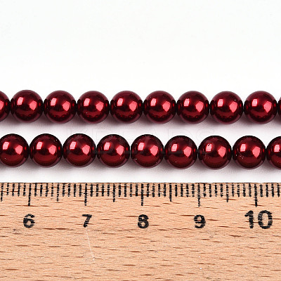 Baking Paint Pearlized Glass Pearl Bead Strands X-HY-N002-6mm-A13-1