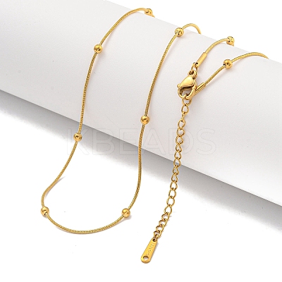 Round Brass Snake Chain Necklaces for Women NJEW-G084-04G-1