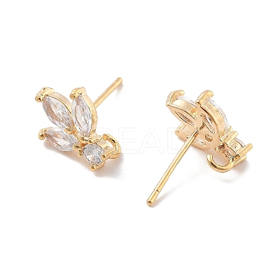 Brass Clear Cubic Zirconia Stud Earring Findings LS-KK-A238-02B-G-1