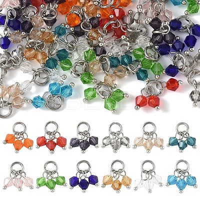 48Pcs 12 Colors Imitate Austrian Crystal Bicone Glass Pendants PALLOY-YW00070-1