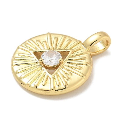 Rack Plating Brass Micro Pave Cubic Zirconia Pendants KK-L224-062G-02-1
