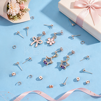 100Pcs Iron Ball Stud Earring Findings KK-UN0001-34-1
