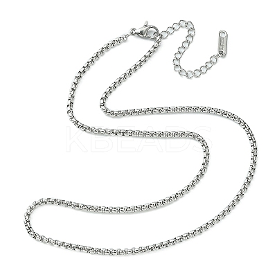 304 Stainless Steel Box Chain Necklace for Men Women NJEW-YW0001-16-1