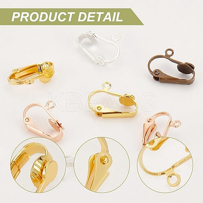 40Pcs 4 Colors Brass Clip-on Earring Findings KK-AR0004-20-1