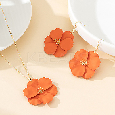 Flower Alloy Enamel Pendant Necklace & Dangle Earring FS-WG56F9D-02-1